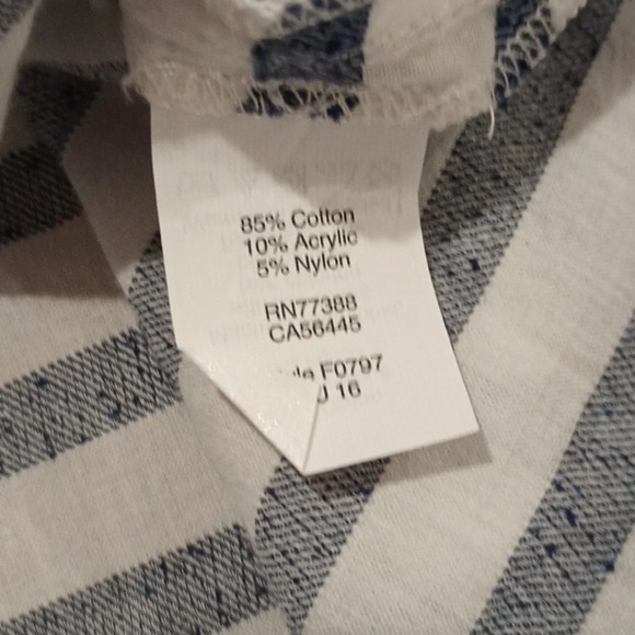 Madewell Striped Blue White Coastal Light Weight Raw Hem Button Up Top A14 - Picture 3 of 6